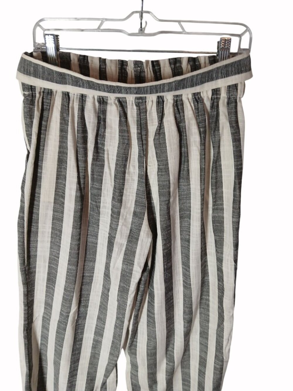 Indigo Rising Womens Ivory Gray Linen Cotton Pants Size L Wide Leg Casual Loose - Picture 9 of 10
